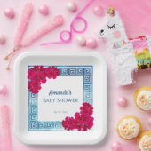 Griesische Wasserfarbe + Rosa Babydusche Pappteller (Party)