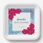 Griesische Wasserfarbe + Rosa Babydusche Pappteller (Vorderseite)