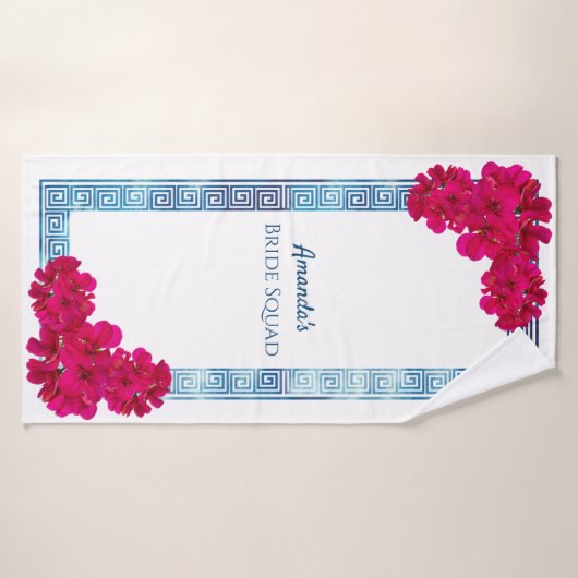 Griesische Wasserfarbe + Rosa Brautviertel Badehandtuch (Badehandtuch)
