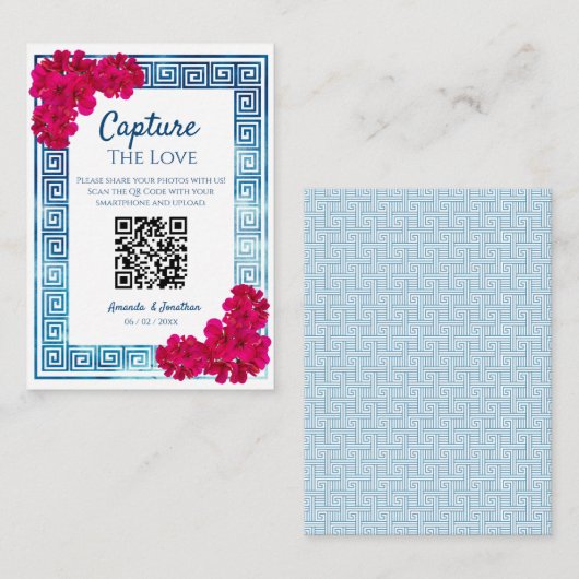 Griesische Wasserfarbe + Rosa Foto Sharing Begleitkarte (Vorne/Hinten)