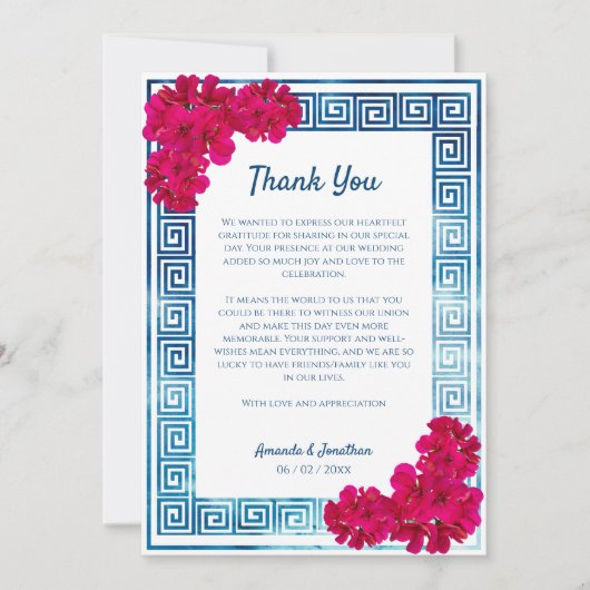 Griesische Wasserfarben Elegantes Foto Dankeskarte (Vorderseite)