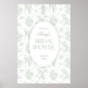 Grieß Toile Floral Vintage Braut Dusche Willkommen Poster