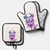 Griffe für die Küche Ofenhandschuh & Topflappen-Set (Vorderseite/Rückseite)