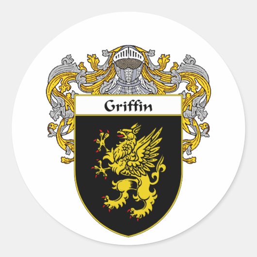 Griffin Coat of Arms (mantled) Runder Aufkleber (Vorderseite)