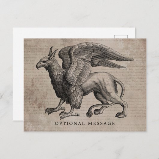 Griffin Creature Vintag Postkarte (Vorne/Hinten)