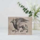 Griffin Creature Vintag Postkarte (Stehend Vorderseite)