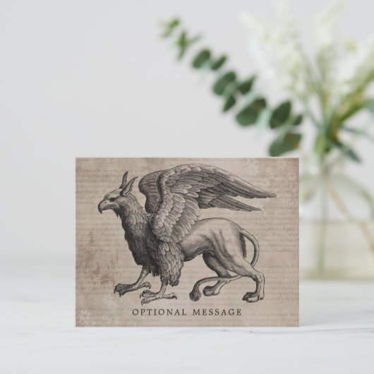 Griffin Creature Vintag Postkarte (Stehend Vorderseite)