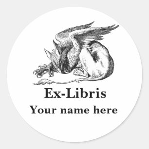 Griffin Ex-libris Runder Aufkleber