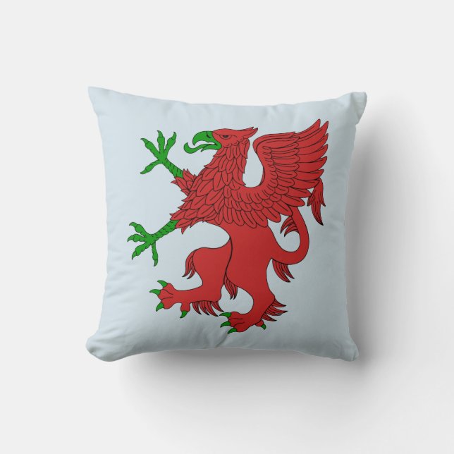 Griffin in Red und Green Kissen (Vorderseite)