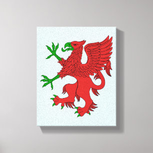 Griffin in Red und Green Leinwanddruck