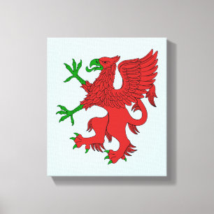 Griffin in Red und Green Leinwanddruck