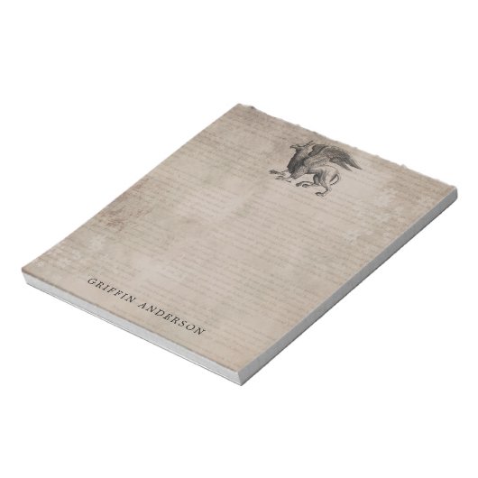 Griffin-Kreatur Vintag mit Name Notizblock (Rotiert)