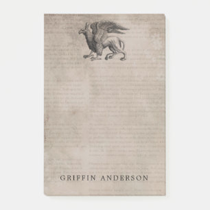 Griffin Kreatur Vintage mit Namens-Post-it-Notizen Post-it Klebezettel
