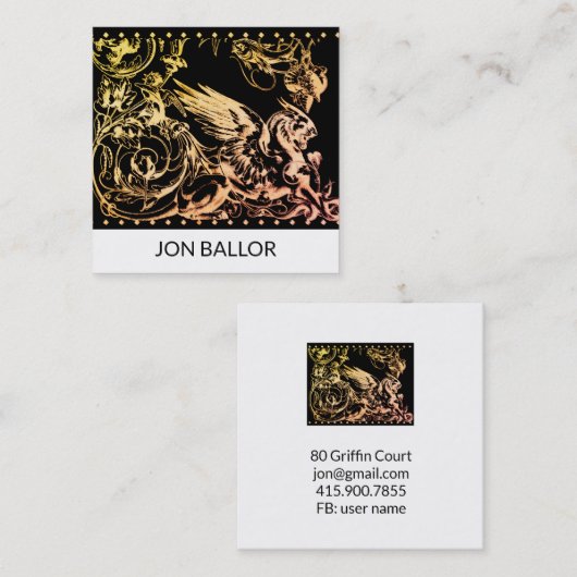 Griffin oder Griffin Mythische Kreatur Quadratische Visitenkarte (Vorne/Hinten)