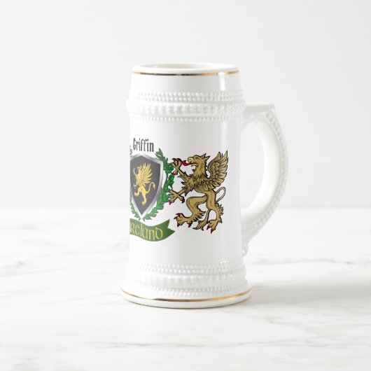Griffin/O'Griffy Irish Shield Beer Stein Bierglas (VorderseiteRechts)