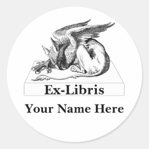 Griffin On book Ex-Libris Runder Aufkleber