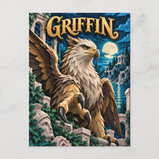 Griffin, Paper Cut Monster Postkarte (Vorderseite)