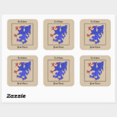 Griffin Rampant Azure Buchzeichen Quadratischer Aufkleber (Blatt)
