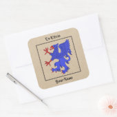 Griffin Rampant Azure Buchzeichen Quadratischer Aufkleber (Umschlag)