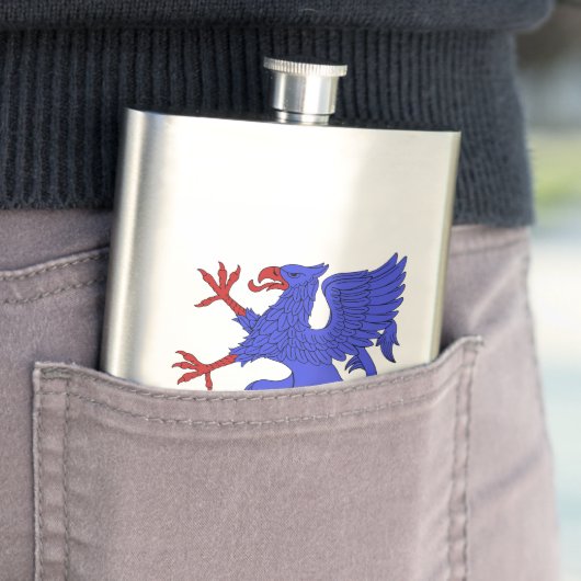 Griffin Rampant Azure Flachmann (Beispiel)