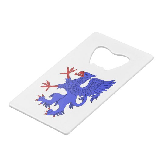 Griffin Rampant Azure Geldbeutel Flaschenöffner (Rückseite Schrägansicht)