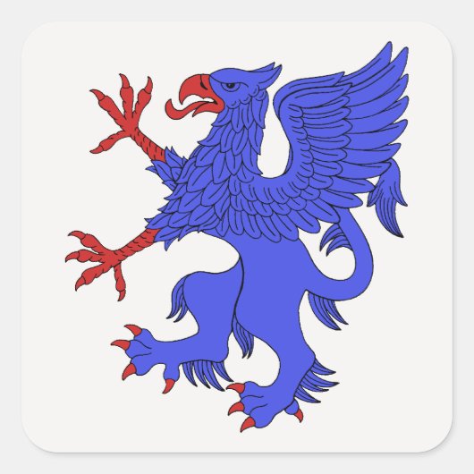 Griffin Rampant Azure Quadratischer Aufkleber (Vorderseite)