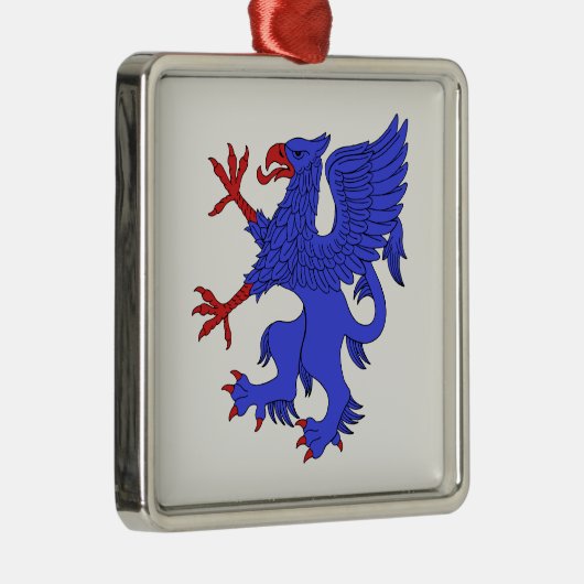 Griffin Rampant Azure Silbernes Ornament (Rechts)