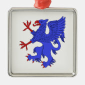Griffin Rampant Azure Silbernes Ornament (Vorne)