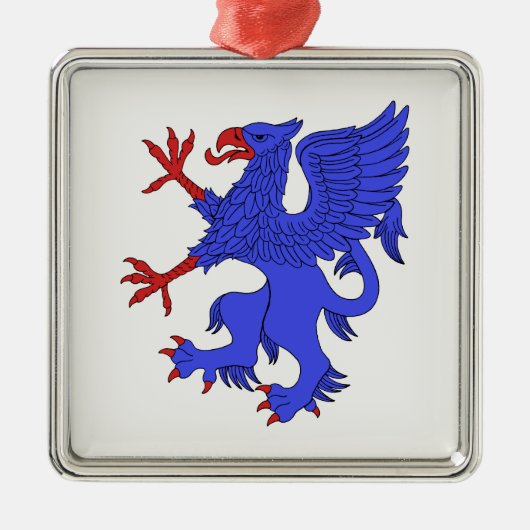Griffin Rampant Azure Silbernes Ornament (Vorne)