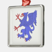 Griffin Rampant Azure Silbernes Ornament (Links)