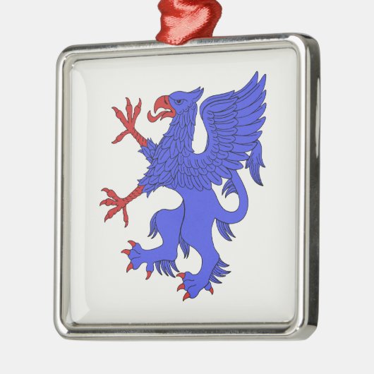 Griffin Rampant Azure Silbernes Ornament (Links)