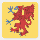 Griffin Rampant Gules Quadratischer Aufkleber (Vorderseite)