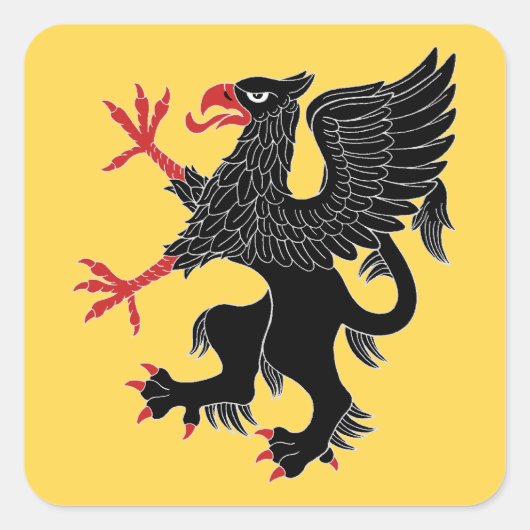 Griffin Rampant Sable Quadratischer Aufkleber (Vorderseite)