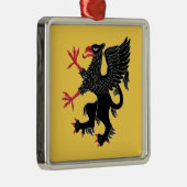 Griffin Rampant Sable Silbernes Ornament (Rechts)