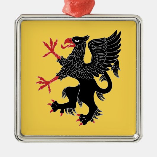 Griffin Rampant Sable Silbernes Ornament (Vorne)
