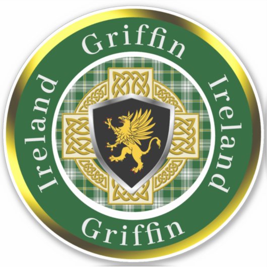 Griffin Shield & Celtic Cross Personalisiert Aufkleber (Vorderseite)