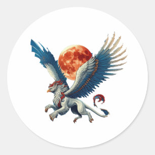 Griffin und Moon Runder Aufkleber