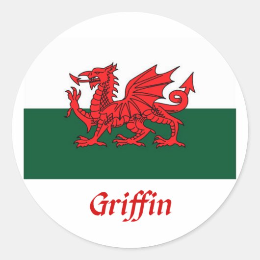 Griffin Welsh Flag Runder Aufkleber (Vorderseite)