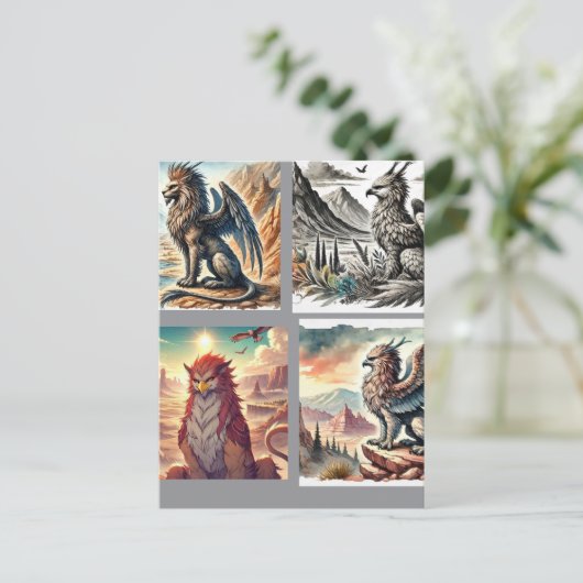 Griffins, Dragons, & Desolate landscapes Postkarte (Stehend Vorderseite)