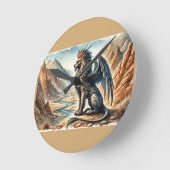Griffins, Dragons, & Desolate landscapes Runde Wanduhr (Winkel)
