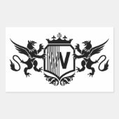 Griffins flankieren ein Schild mit dem Buchstaben  Rechteckiger Aufkleber (Vorderseite)