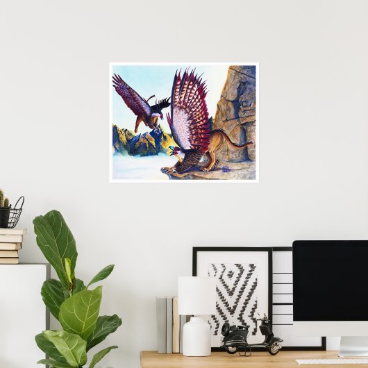 Griffins on Cliff Poster (Heimbüro)