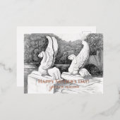 Griffins-Skulptur-Monochrom Folien Feiertagspostkarte (Vorderseite/Rückseite)