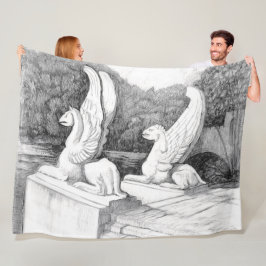 Griffins Skulptur monochrome Stifte Kunst Fleecedecke