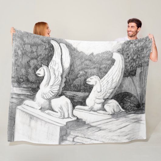 Griffins Skulptur monochrome Stifte Kunst Fleecedecke (Beispiel)
