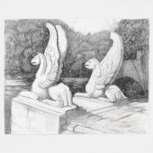 Griffins Skulptur monochrome Stifte Kunst Fleecedecke (Vorderseite (Horizontal))