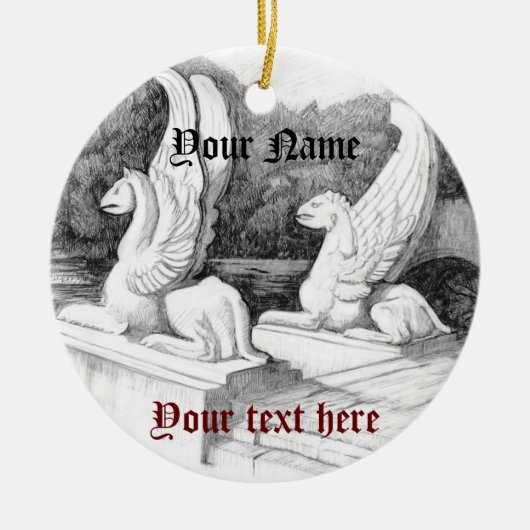 Griffins Skulptur monochrome Stifte Kunst Keramik Ornament (Vorne)