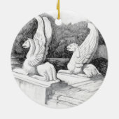 Griffins Skulptur monochrome Stifte Kunst Keramik Ornament (Hinten)