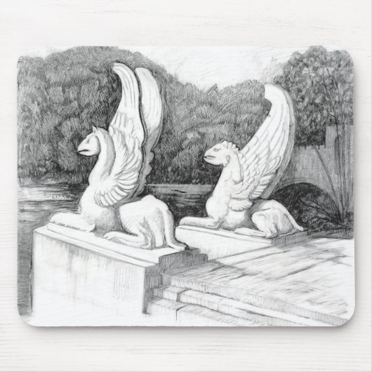 Griffins Skulptur monochrome Stifte Kunst Mousepad (Vorne)