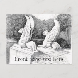 Griffins Skulptur monochrome Stifte Kunst Postkarte